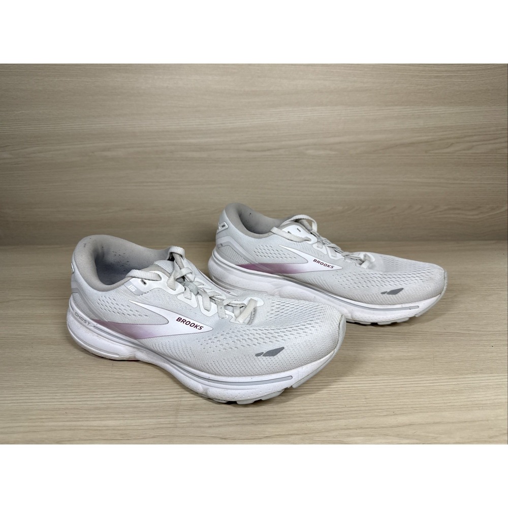 Brooks Womens 9B Ghost 15 1203801B195 White Running Shoes Sneakers No Insoles‎